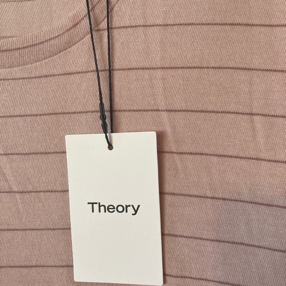 Theory Mens Clean Tee Viola/Light Plum Striped Short Sleeve Tee - Picture 5 of 7